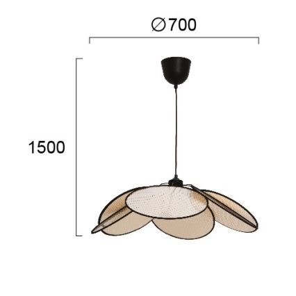 Κρεμαστό φωτιστικό σε καλώδιο MARGARET 1xE27/40W/230V μαύρο/μπεζ