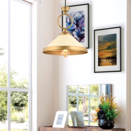 Κρεμαστό φωτιστικό σε καλώδιο MONZA 1xE27/40W/230V Ø 30 cm εκρού/μπρονζέ