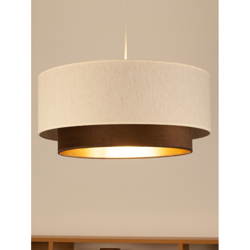 Κρεμαστό φωτιστικό σε καλώδιο NATIA 1xE27/60W/230V Ø 45 εκ. λευκό/καφέ