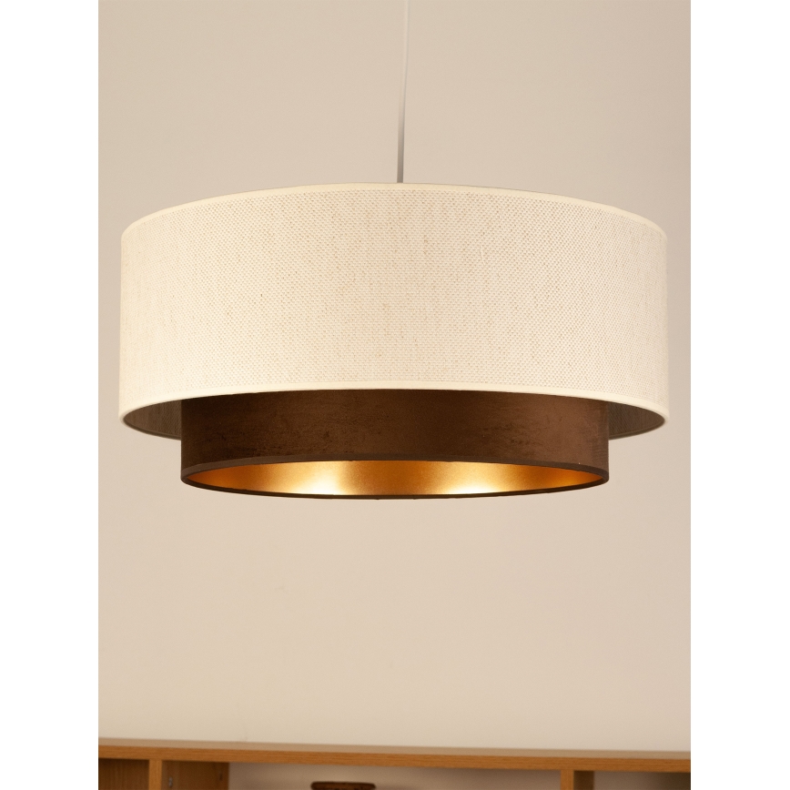Κρεμαστό φωτιστικό σε καλώδιο NATIA 1xE27/60W/230V Ø 45 εκ. λευκό/καφέ