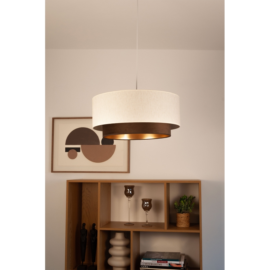 Κρεμαστό φωτιστικό σε καλώδιο NATIA 1xE27/60W/230V Ø 45 εκ. λευκό/καφέ