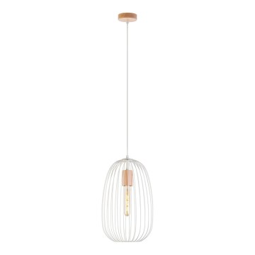Κρεμαστό φωτιστικό σε καλώδιο OVELLA 1xE27/15W/230V Ø 25 εκ., εκρού/πεύκο