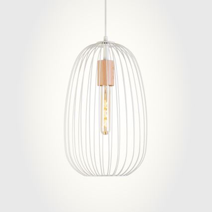 Κρεμαστό φωτιστικό σε καλώδιο OVELLA 1xE27/15W/230V Ø 25 εκ., εκρού/πεύκο