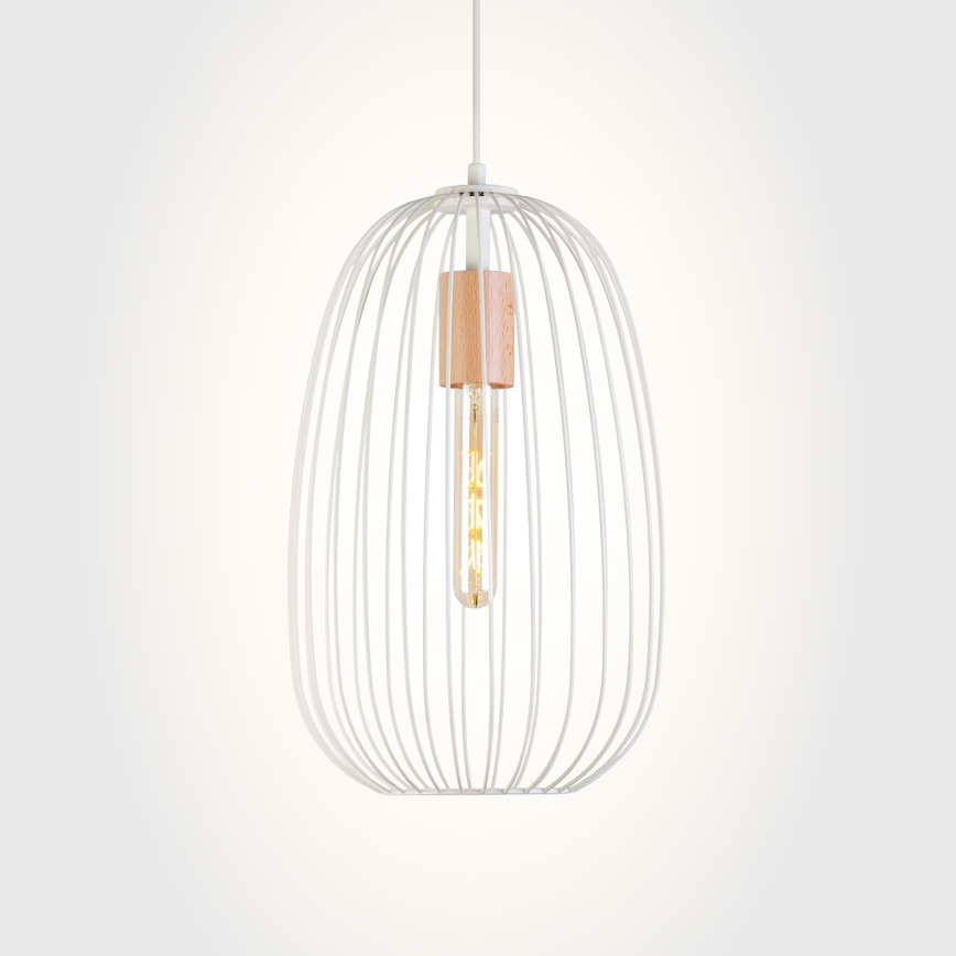 Κρεμαστό φωτιστικό σε καλώδιο OVELLA 1xE27/15W/230V Ø 25 εκ., εκρού/πεύκο