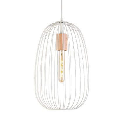 Κρεμαστό φωτιστικό σε καλώδιο OVELLA 1xE27/15W/230V Ø 25 εκ., εκρού/πεύκο