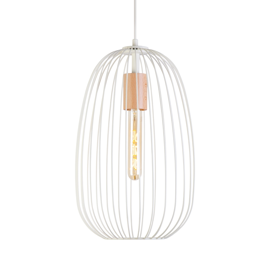 Κρεμαστό φωτιστικό σε καλώδιο OVELLA 1xE27/15W/230V Ø 25 εκ., εκρού/πεύκο