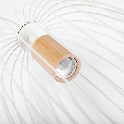 Κρεμαστό φωτιστικό σε καλώδιο OVELLA 1xE27/15W/230V Ø 25 εκ., εκρού/πεύκο