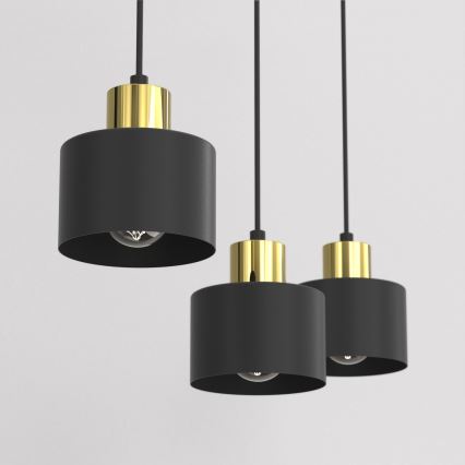 Κρεμαστό φωτιστικό σε καλώδιο PARKLA, 3xE27/15W/230V, μαύρο