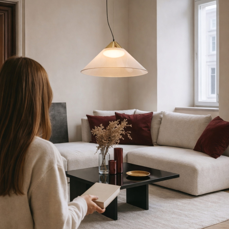 Κρεμαστό φωτιστικό σε καλώδιο PRESTO 1xGX53/10W/230V, Ø 42 εκ., χρυσό/καπνιστό μπεζ