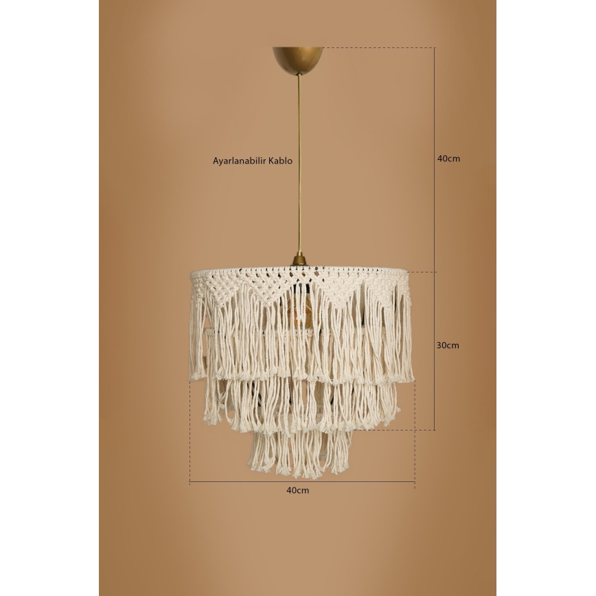 Κρεμαστό φωτιστικό σε καλώδιο RIMINI 1xE27/40W/230V, κρεμ