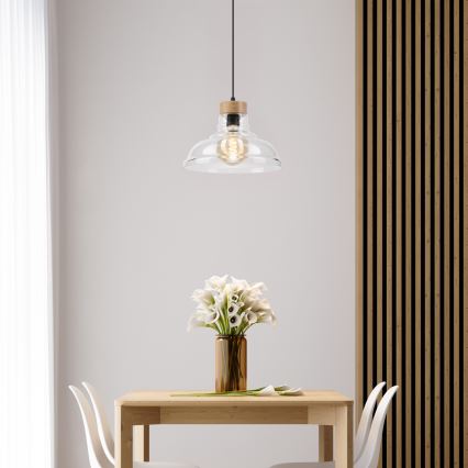 Κρεμαστό φωτιστικό σε καλώδιο SINGLE 1xE27/60W/230V Ø 28 cm δρυς