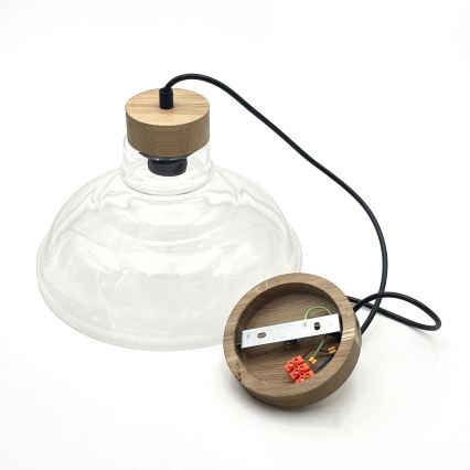 Κρεμαστό φωτιστικό σε καλώδιο SINGLE 1xE27/60W/230V Ø 28 cm δρυς