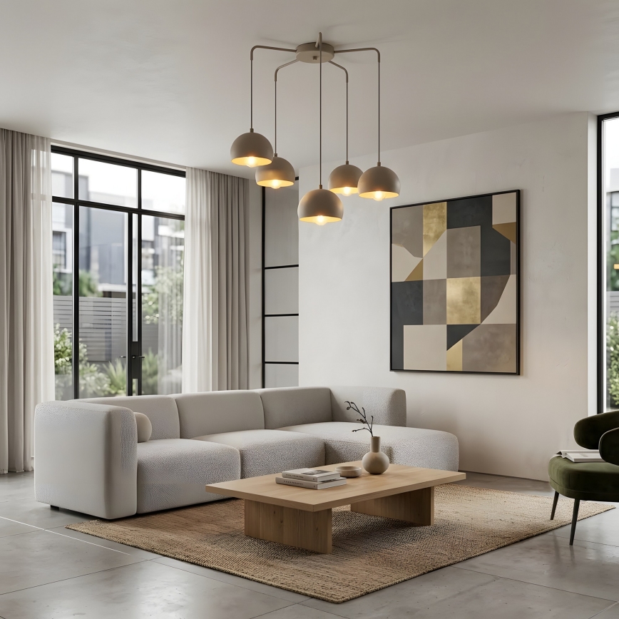 Κρεμαστό φωτιστικό σε καλώδιο SOOL 5xE27/15W/230V μπεζ