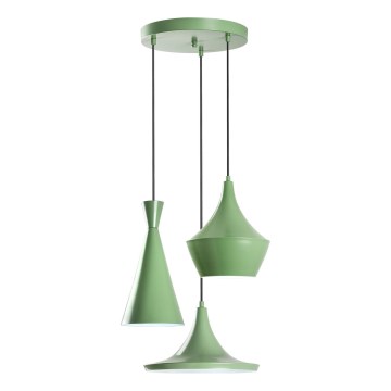Κρεμαστό φωτιστικό σε καλώδιο TOM 3xE27/40W/230V πράσινο