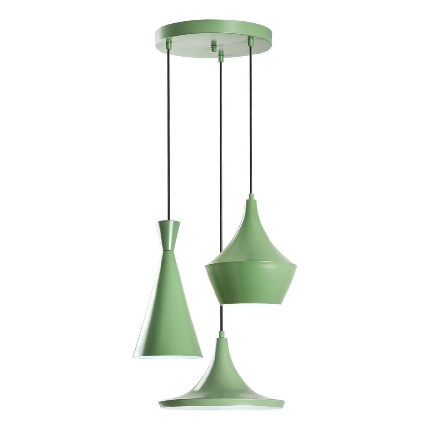 Κρεμαστό φωτιστικό σε καλώδιο TOM 3xE27/40W/230V πράσινο