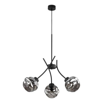 Κρεμαστό φωτιστικό σε καλώδιο ZULIA 3xE27/15W/230V μαύρο/καπνιστό μαύρο