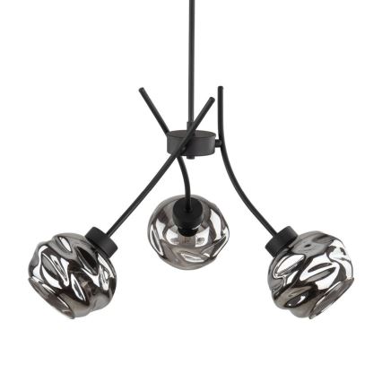 Κρεμαστό φωτιστικό σε καλώδιο ZULIA 3xE27/15W/230V μαύρο/καπνιστό μαύρο