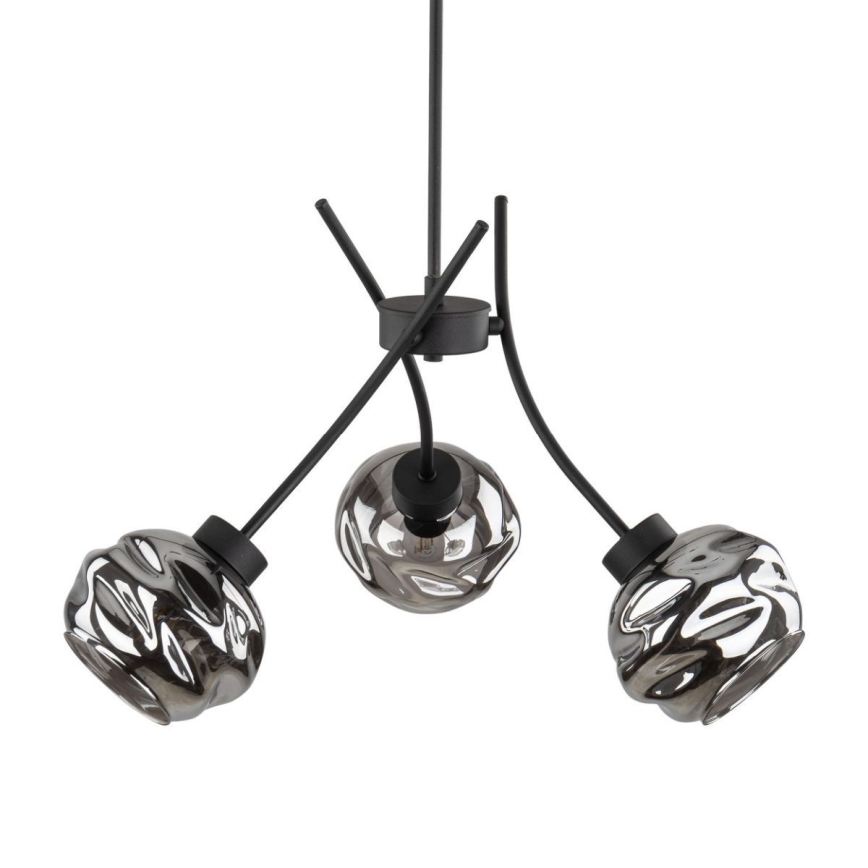 Κρεμαστό φωτιστικό σε καλώδιο ZULIA 3xE27/15W/230V μαύρο/καπνιστό μαύρο
