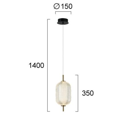 Κρεμαστό φωτιστικό σε σύρμα PELLUCID LED/11W/230V χρυσό/διάφανο