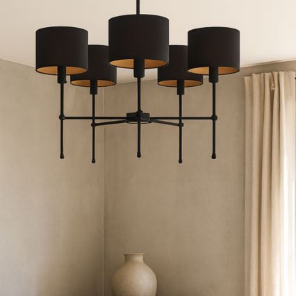 Κρεμαστό φωτιστικό σε ράβδο MADELA 5xE14/40W/230V μαύρο