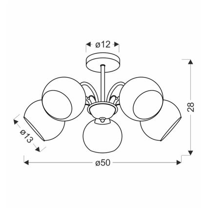 Κρεμαστό φωτιστικό σε ράβδο NESTOR 5xE27/40W/230V, μπρούτζινο