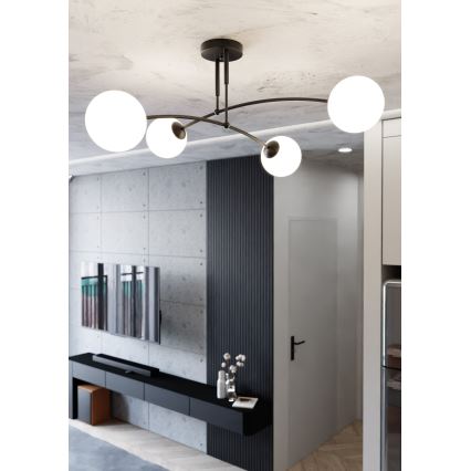 Κρεμαστό φωτιστικό PREGOS 4xE14/10W/230V μαύρο