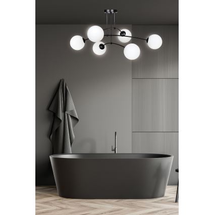 Κρεμαστό φωτιστικό PREGOS 6xE14/10W/230V μαύρο/λευκό