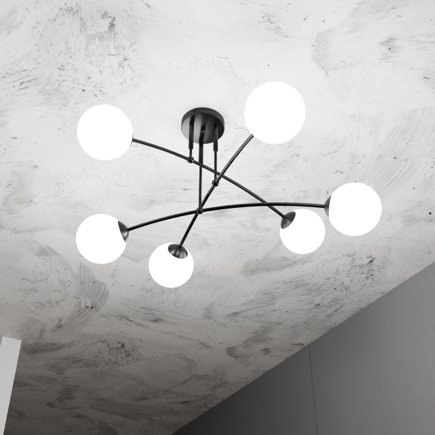 Κρεμαστό φωτιστικό PREGOS 6xE14/10W/230V μαύρο/λευκό