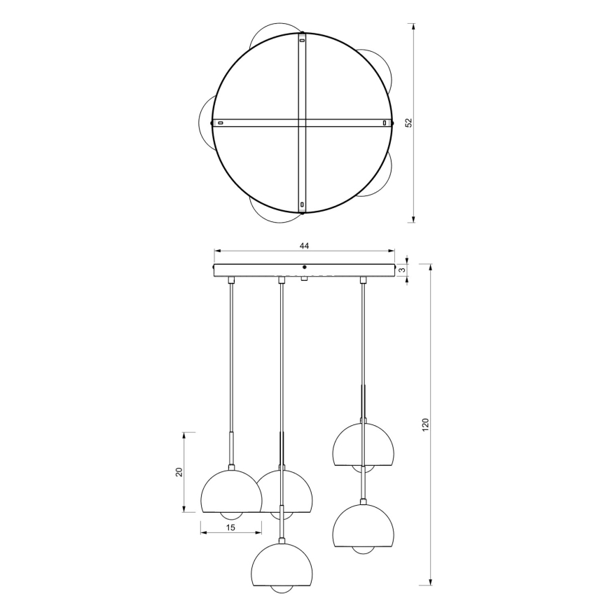 Κρεμαστό φωτιστικό πολύφωτο COOL 5xE27/60W/230V μαύρο