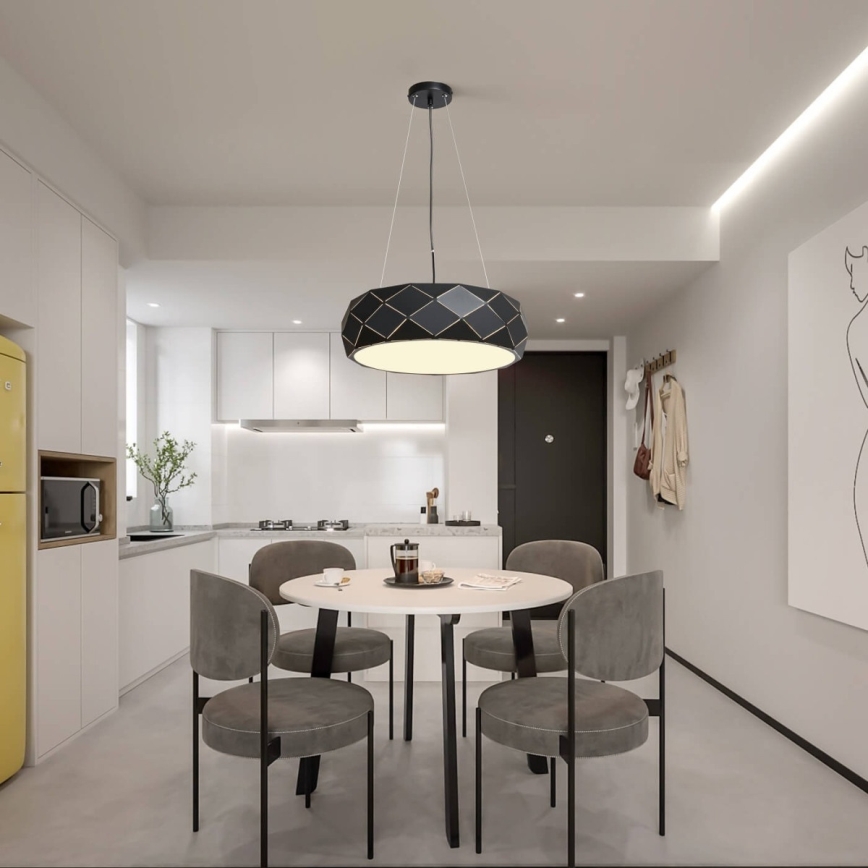 Κρεμαστό φωτιστικό REUS με καλώδιο 3xE27/40W/230V, διάμ. 47 cm, μαύρο