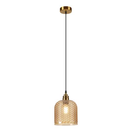 Κρεμαστό φωτιστικό ROCCO με καλώδιο 1xE27/15W/230V χρυσό/καπνιστό μπεζ