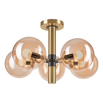 Κρεμαστό φωτιστικό ROLLO 5xE14/5W/230V χρυσό/φιμέ μπεζ