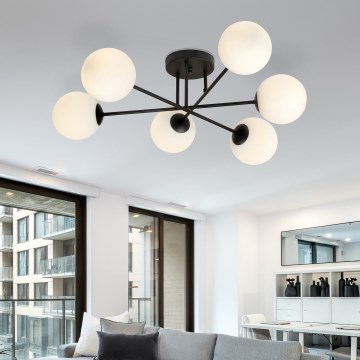 Κρεμαστό φωτιστικό ROMA 6xE14/10W/230V μαύρο/λευκό