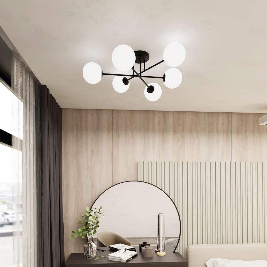 Κρεμαστό φωτιστικό ROMA 6xE14/10W/230V μαύρο/λευκό