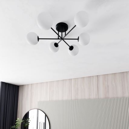 Κρεμαστό φωτιστικό ROMA 6xE14/10W/230V μαύρο/λευκό