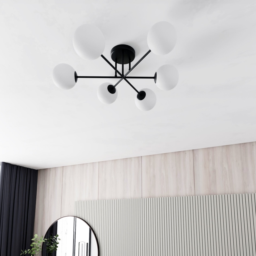 Κρεμαστό φωτιστικό ROMA 6xE14/10W/230V μαύρο/λευκό