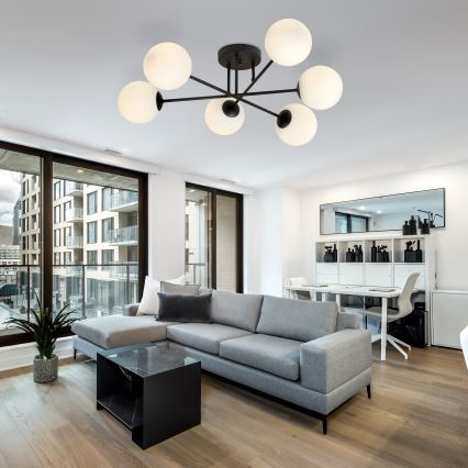 Κρεμαστό φωτιστικό ROMA 6xE14/10W/230V μαύρο/λευκό