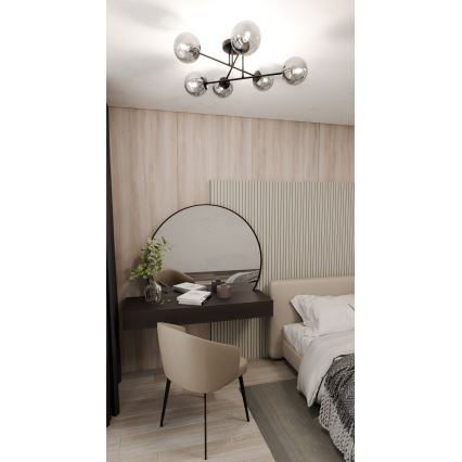 Κρεμαστό φωτιστικό ROMA 6xE14/10W/230V μαύρο/φιμέ