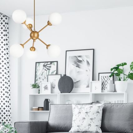 Κρεμαστό φωτιστικό RUBBY BALL 6xG9/5W/230V χρυσαφί