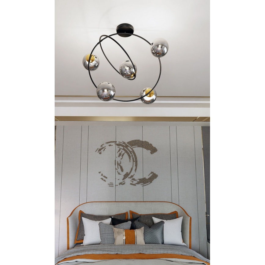 Κρεμαστό φωτιστικό STARDOM 5xE14/10W/230V μαύρο/γκρι