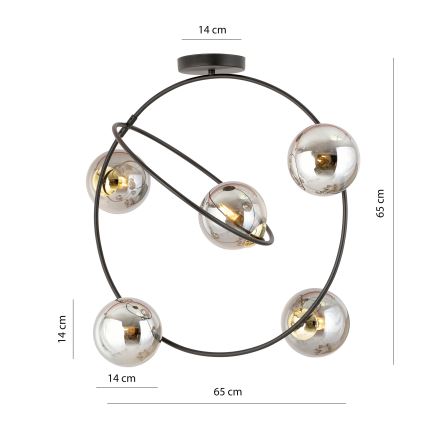 Κρεμαστό φωτιστικό STARDOM 5xE14/10W/230V μαύρο/γκρι