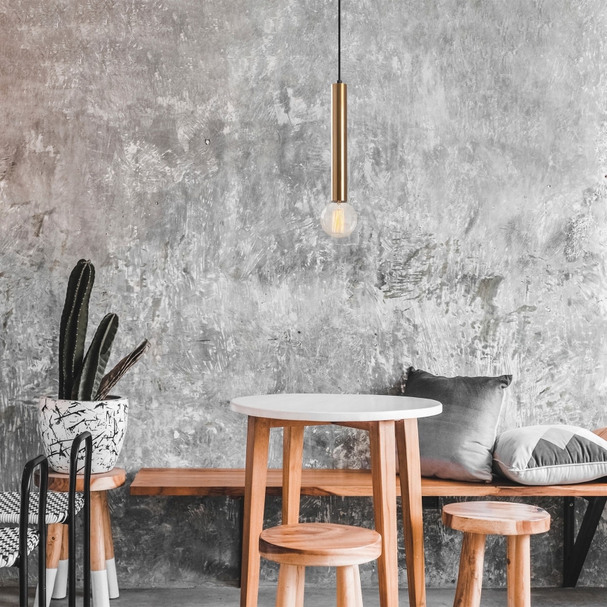 Κρεμαστό φωτιστικό TEMPO με καλώδιο 1xE27/40W/230V σε χρυσή απόχρωση