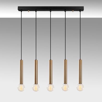 Κρεμαστό φωτιστικό TEMPO με καλώδιο, 5xE27/40W/230V, χρυσό