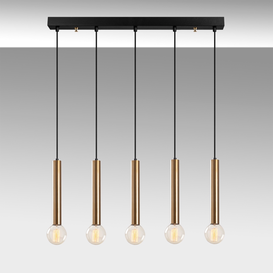 Κρεμαστό φωτιστικό TEMPO με καλώδιο, 5xE27/40W/230V, χρυσό