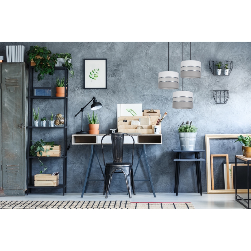 Κρεμαστό φωτιστικό τρίφωτο CORAL 3xE27/60W/230V λευκό/γκρι