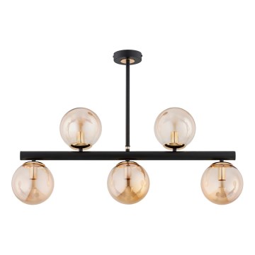 Κρεμαστό φωτιστικό TUKANE 5xE14/10W/230V μαύρο/χρυσαφί