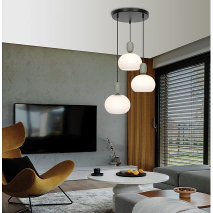 Κρεμαστό φωτιστικό VALISIA με καλώδιο, 3xE27/40W/230V, μαύρο/ελαιοπράσινο
