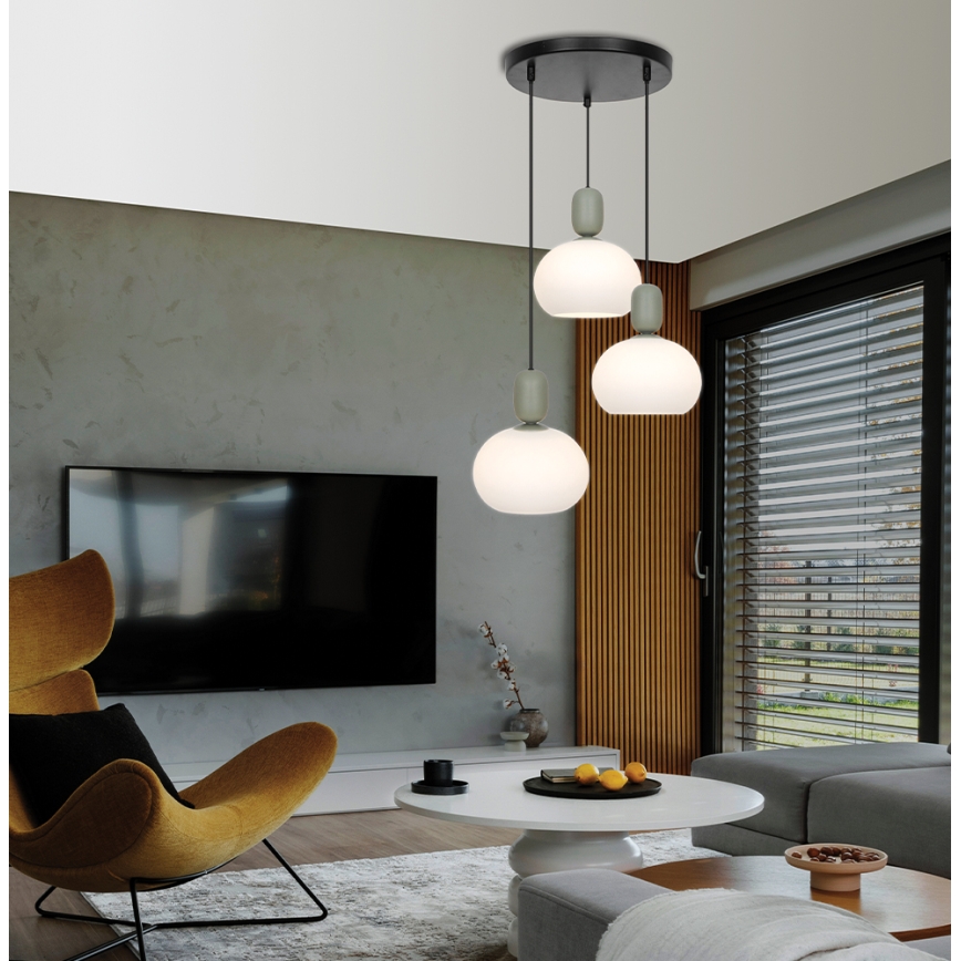 Κρεμαστό φωτιστικό VALISIA με καλώδιο, 3xE27/40W/230V, μαύρο/ελαιοπράσινο