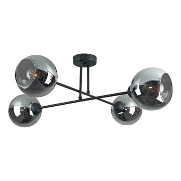 Κρεμαστό φωτιστικό VASCO 4xE27/60W/230V μαύρο/φιμέ μαύρο