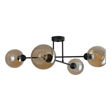 Κρεμαστό φωτιστικό VASCO 4xE27/60W/230V μαύρο/φιμέ μπεζ